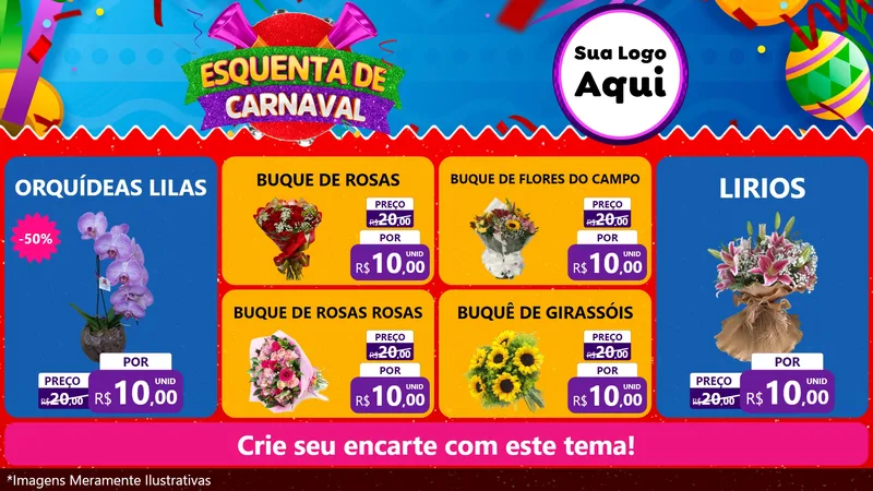 Modelo de TV para TV Horizontal com o tema Esquenta de Carnaval para Floricultura e jardim