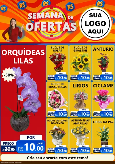 Modelo de Encarte para Encarte A4 Vertical com o tema Semana de Ofertas para Floricultura e jardim