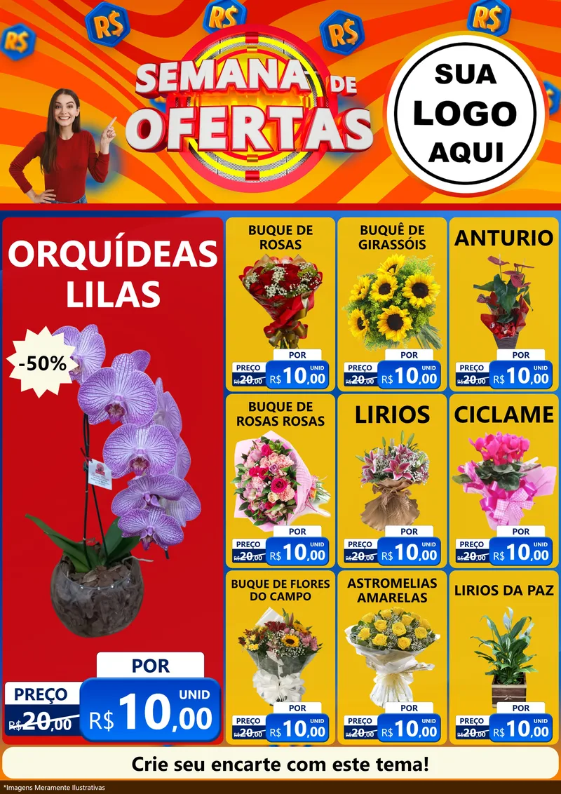Modelo de Encarte para Encarte A4 Vertical com o tema Semana de Ofertas para Floricultura e jardim