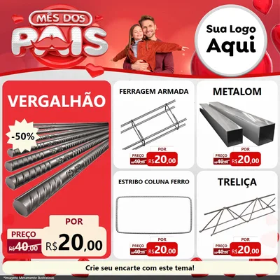 Modelo de Rede Social para Feed Facebook com o tema Mês dos Pais para Ferragens