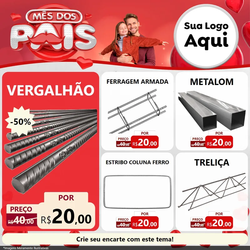 Modelo de Rede Social para Feed Facebook com o tema Mês dos Pais para Ferragens