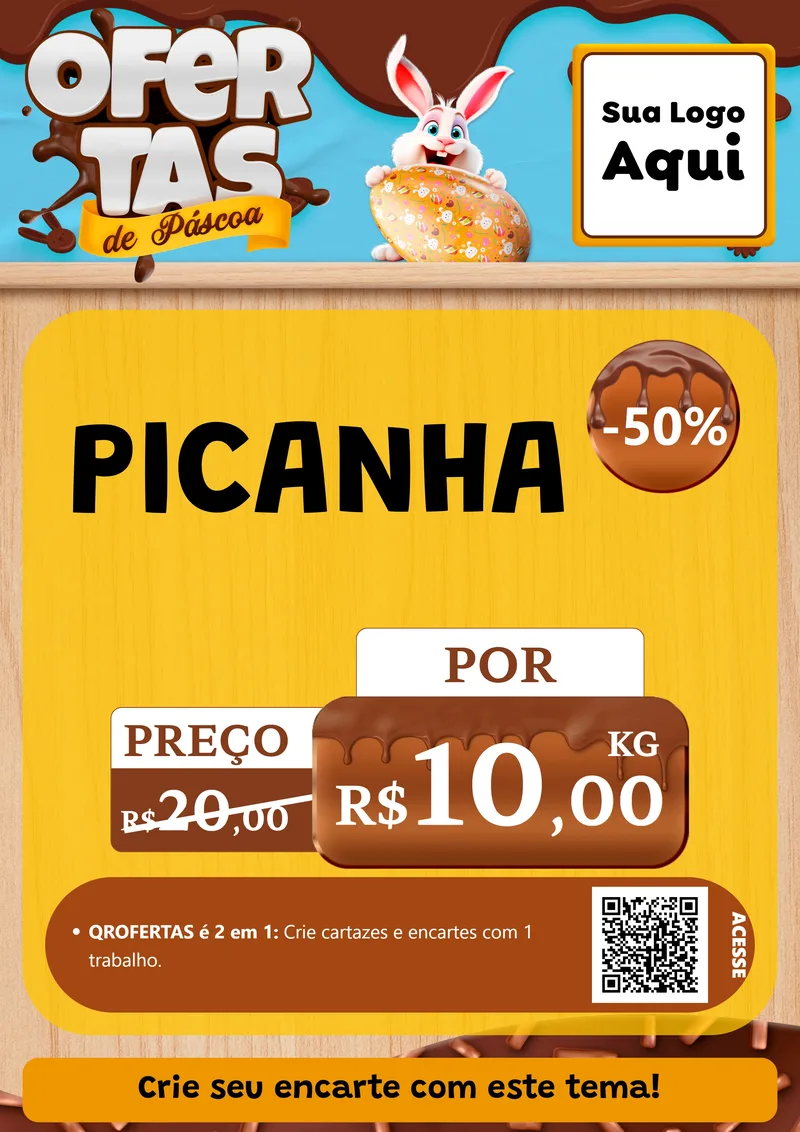 Modelo de Cartaz para Cartaz A4 Vertical com o tema Ofertas de Páscoa para Açougue
