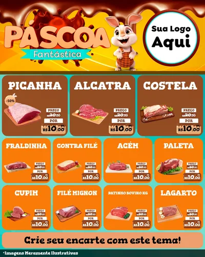 Modelo de Rede Social para Feed Instagram com o tema Páscoa Fantástica para Açougue
