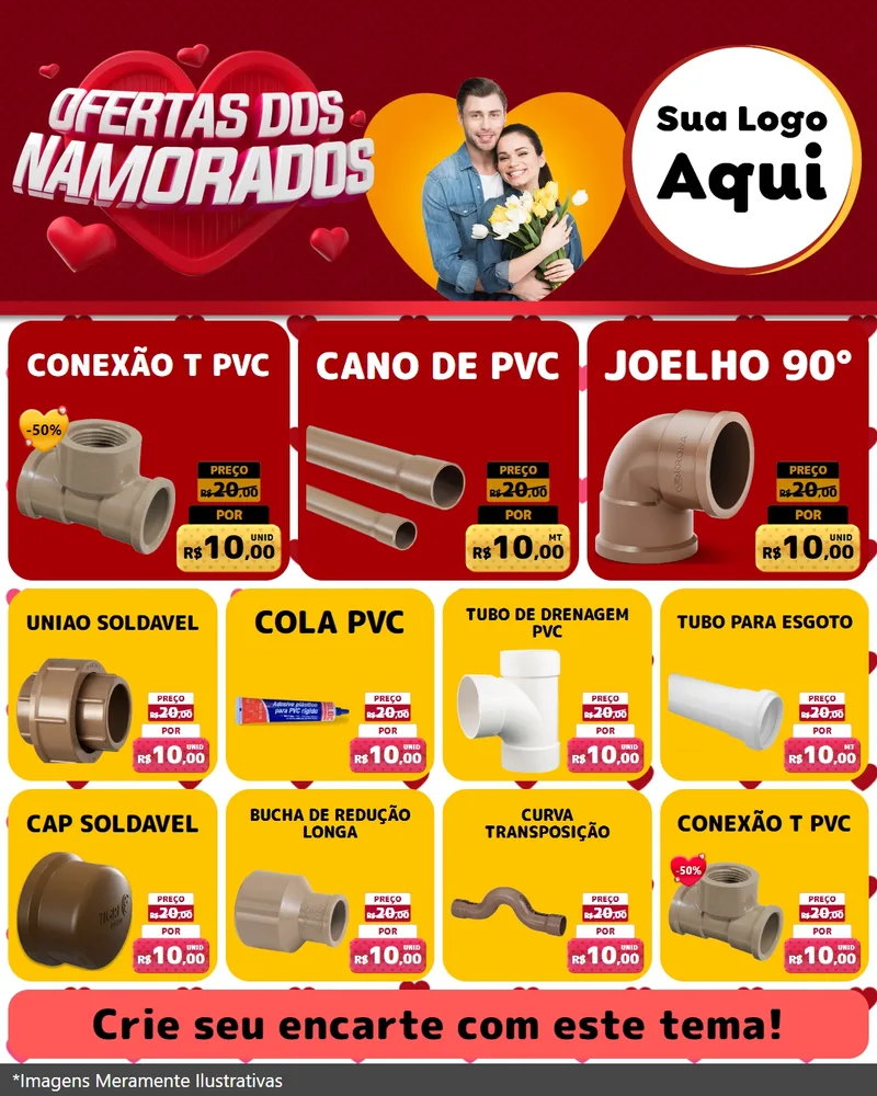 Modelo de Rede Social para Feed Instagram com o tema Ofertas Dos Namorados para Tubos e conexões