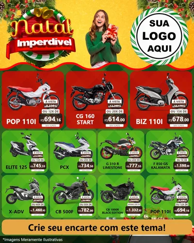 Modelo de Rede Social para Feed Instagram com o tema Natal Imperdível para Concessionaria de Motos