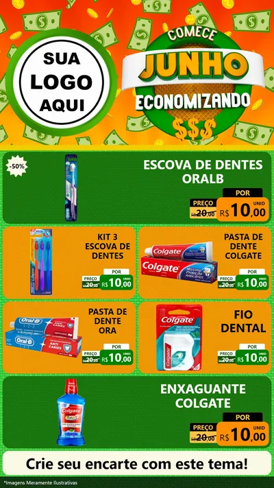 Modelo de TV para TV Vertical com o tema Comece Junho Economizando para Higiene Pessoal