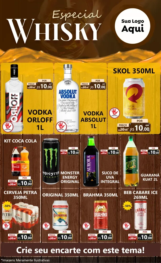 Modelo de Encarte para Encarte Grande com o tema Especial Whisky para Distribuidora de bebidas