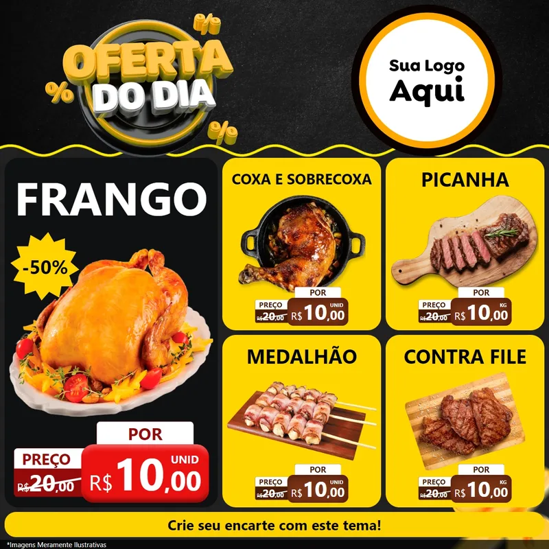 Modelo de Rede Social para Feed Facebook com o tema Oferta Do Dia para Assados