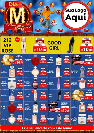 Modelo de Encarte para Encarte A4 Vertical com o tema Dia M - O Dia Mais Barato Do Mês para Perfumes