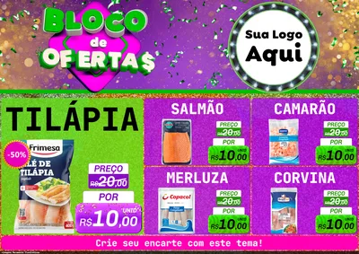 Modelo de Encarte para Encarte A4 Horizontal com o tema Bloco de Ofertas para Peixaria