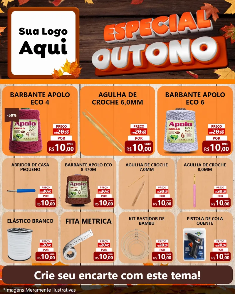 Modelo de Rede Social para Feed Instagram com o tema Especial Outono para Armarinho e Aviamentos