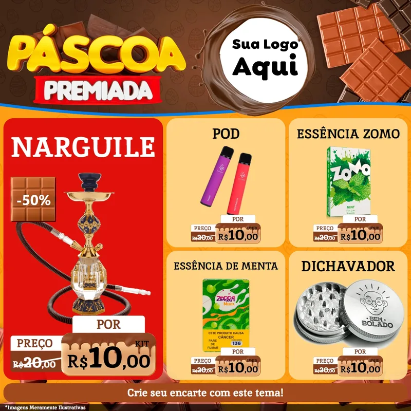 Modelo de Rede Social para Feed Facebook com o tema Páscoa Premiada para Tabacaria