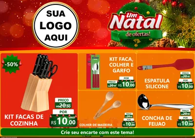 Modelo de Encarte para Encarte A4 Horizontal com o tema Um Natal de Ofertas para Utilidades Domésticas