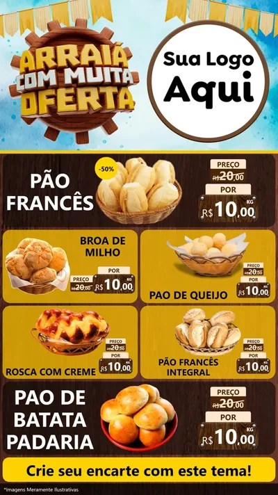 Modelo de TV para TV Vertical com o tema Ofertas de São João - Junina para Padaria
