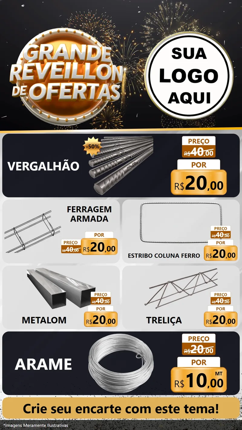 Modelo de TV para TV Vertical com o tema Grande Réveillon de Ofertas para Ferragens