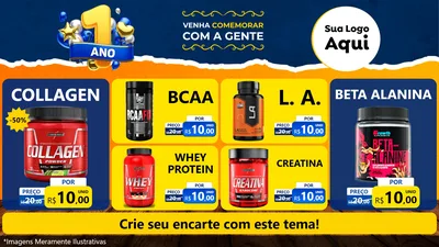 Modelo de TV para TV Horizontal com o tema Um Ano de Aniversário para Suplementos alimentares