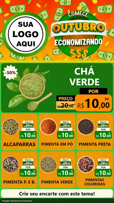 Modelo de Rede Social para Stories com o tema Comece Outubro Economizando para Produtos Naturais