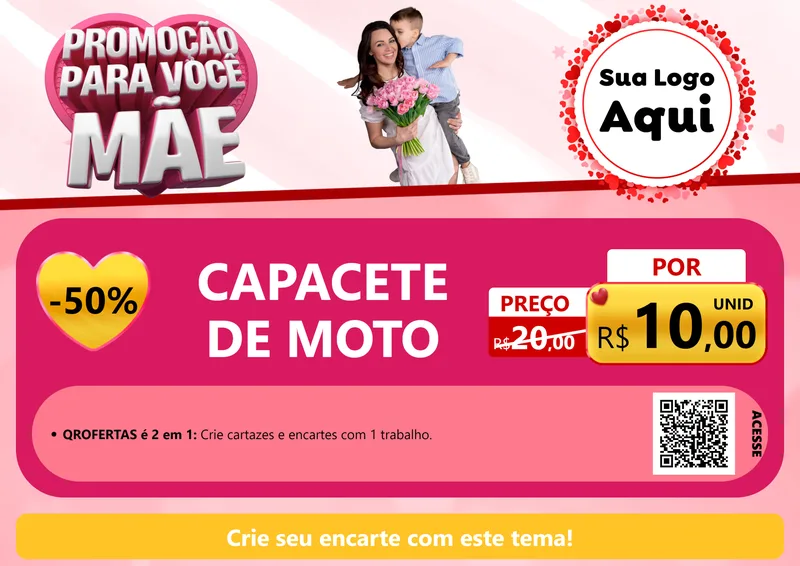 Modelo de Cartaz para Cartaz A4 Horizontal com o tema Promoção Para Você Mãe para Moto peças