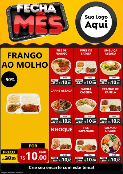 Modelo de Encarte para Encarte A4 Vertical com o tema Fecha Mês para Restaurante