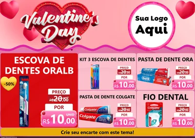 Modelo de Encarte para Encarte A4 Horizontal com o tema Valentine's Day para Higiene Pessoal