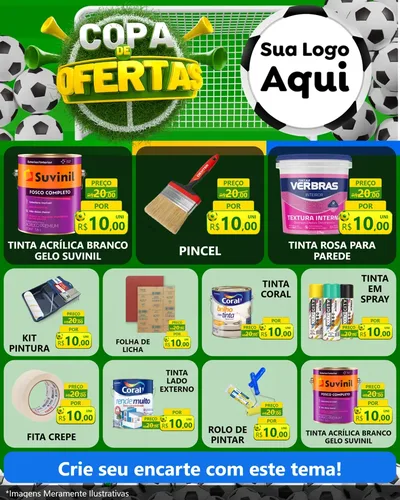 Modelo de Rede Social para Feed Instagram com o tema Copa De Ofertas para Tintas e Ferramentas