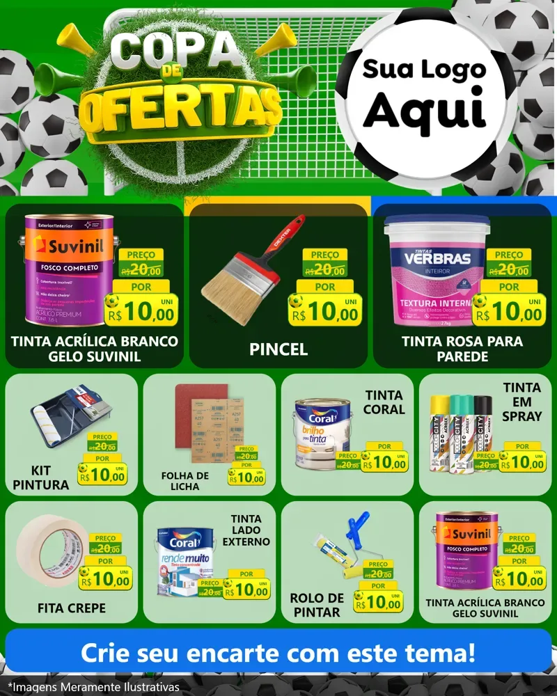 Modelo de Rede Social para Feed Instagram com o tema Copa De Ofertas para Tintas e Ferramentas