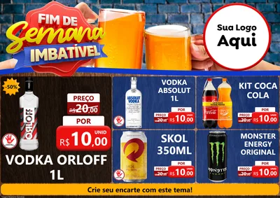 Modelo de Encarte para Encarte A4 Horizontal com o tema Fim de Semana Imbatível Bebidas para Distribuidora de bebidas