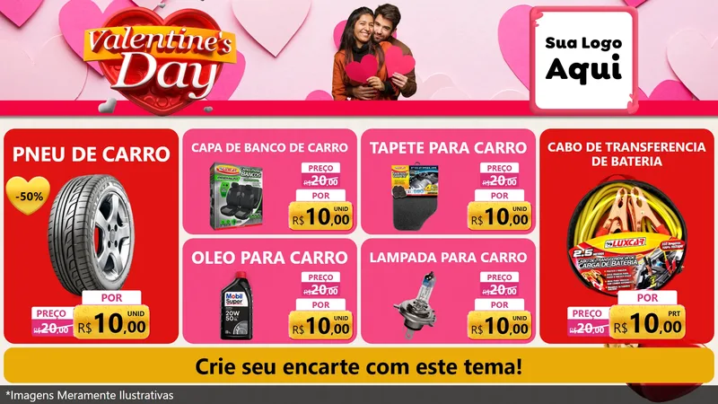 Modelo de TV para TV Horizontal com o tema Valentine's Day para Auto peças