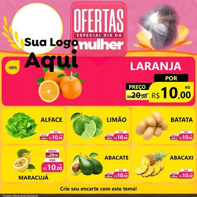 Modelo de Rede Social para Feed Facebook com o tema Ofertas - Especial Dia Das Mulheres para Hortifrúti