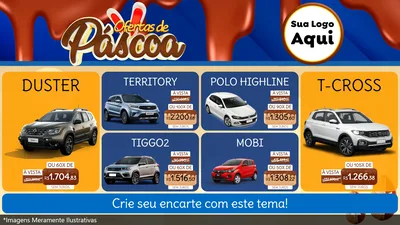 Modelo de TV para TV Horizontal com o tema Ofertas de Páscoa para Concessionaria de Carros