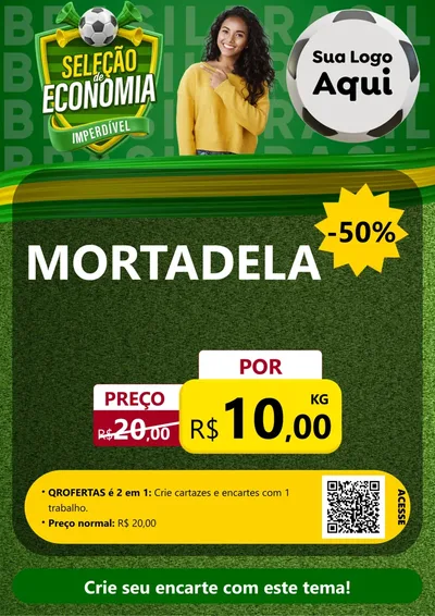 Modelo de Cartaz para Cartaz A4 Vertical com o tema Seleção de Economia - Copa para Frios e Laticínios