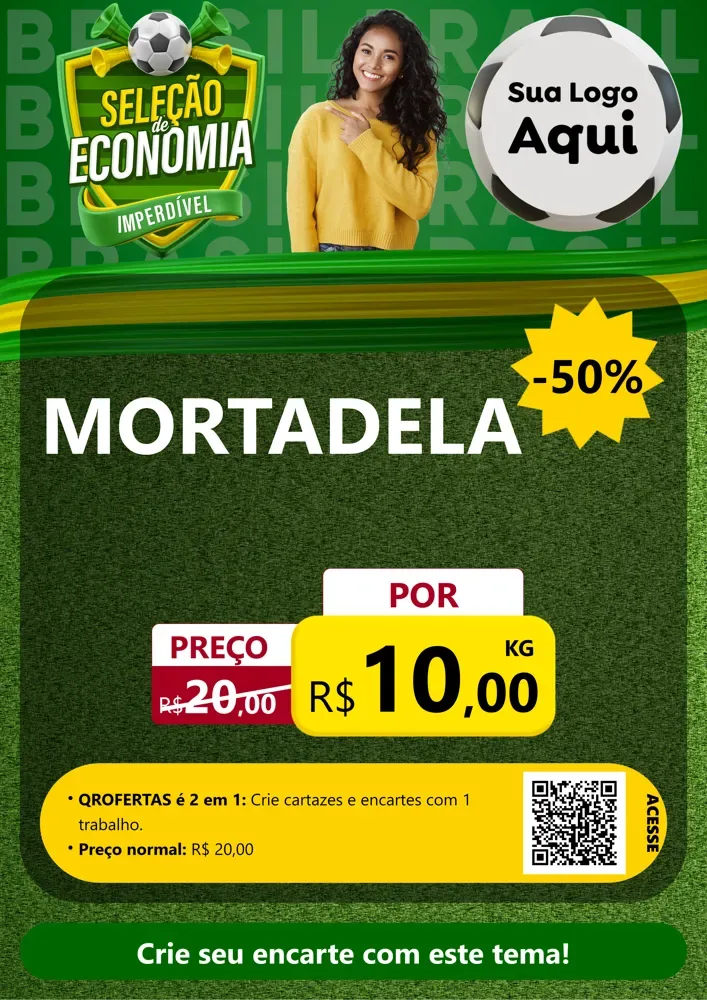 Modelo de Cartaz para Cartaz A4 Vertical com o tema Seleção de Economia - Copa para Frios e Laticínios