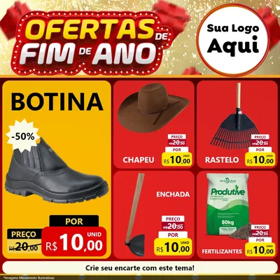 Modelo de Rede Social para Feed Facebook com o tema Ofertas de Fim de Ano para Agropecuária