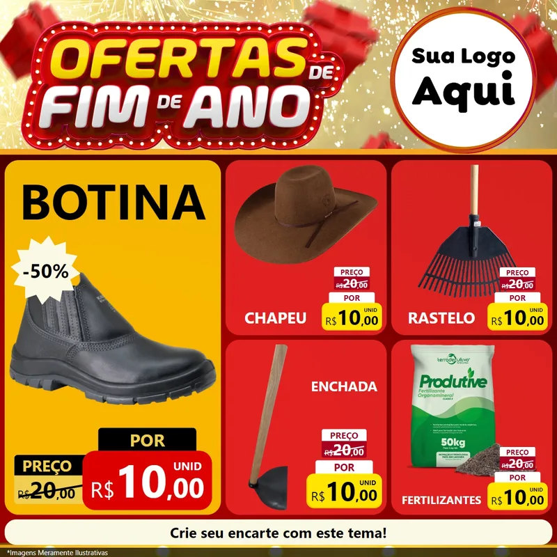 Modelo de Rede Social para Feed Facebook com o tema Ofertas de Fim de Ano para Agropecuária