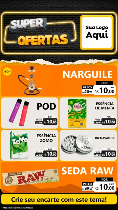Modelo de TV para TV Vertical com o tema Super Ofertas para Tabacaria