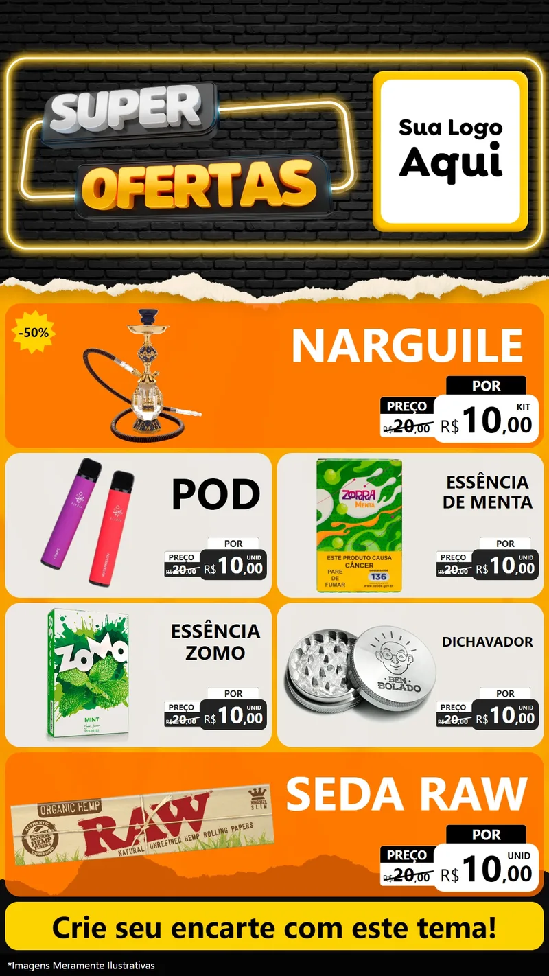 Modelo de TV para TV Vertical com o tema Super Ofertas para Tabacaria