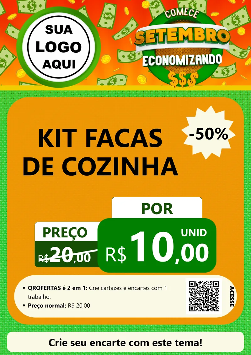 Modelo de Cartaz para Cartaz A4 Vertical com o tema Comece Setembro Economizando para Utilidades Domésticas