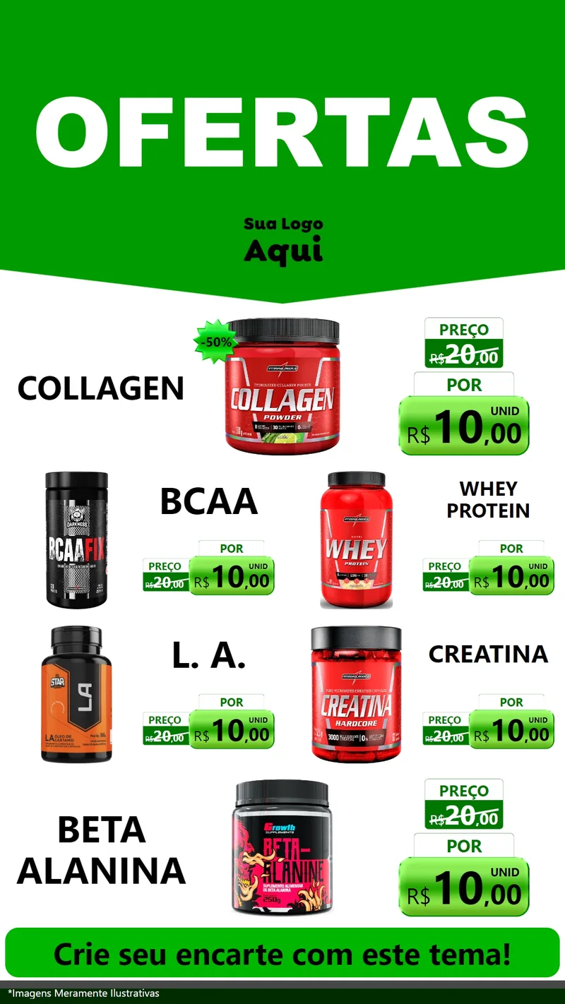 Modelo de TV para TV Vertical com o tema Ofertas Verde Cartaz para Suplementos alimentares