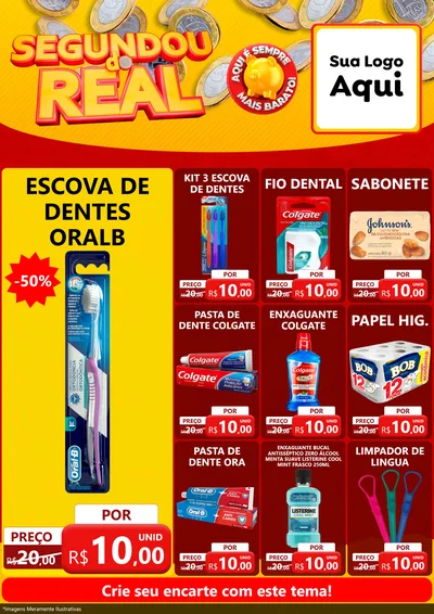 Modelo de Encarte para Encarte A4 Vertical com o tema Segundou do Real para Higiene Pessoal