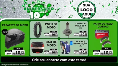 Modelo de TV para TV Horizontal com o tema Promoção de Aniversário - 10 Anos para Moto peças