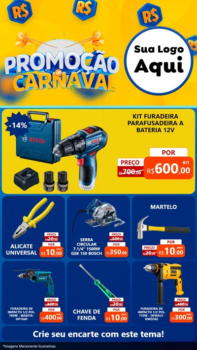 Modelo de Rede Social para Stories com o tema Promoção de Carnaval para Maquinas e Ferramentas