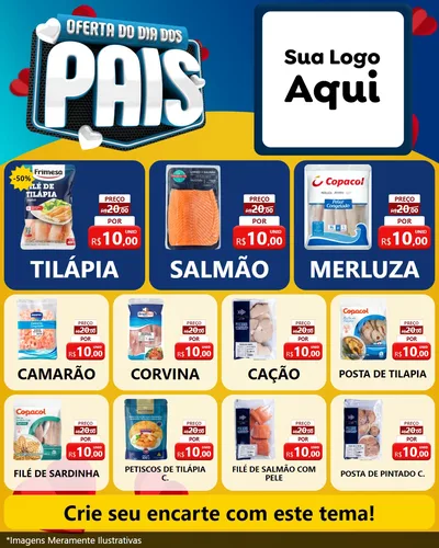 Modelo de Rede Social para Feed Instagram com o tema Oferta Do Dia Dos Pais para Peixaria