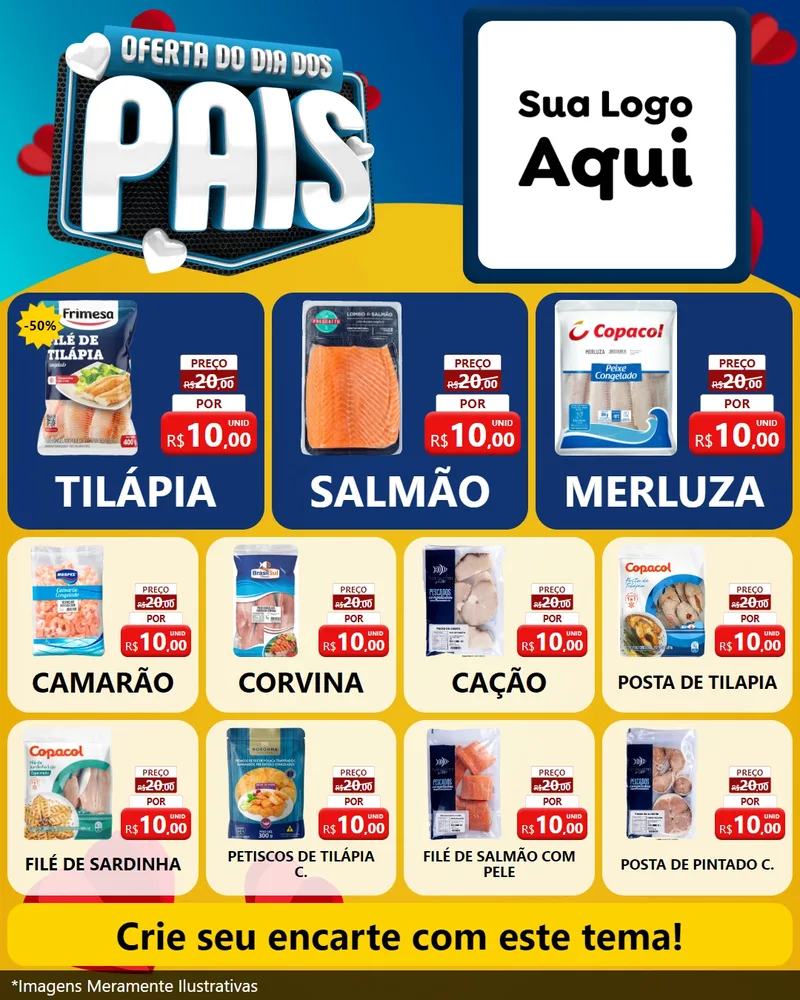 Modelo de Rede Social para Feed Instagram com o tema Oferta Do Dia Dos Pais para Peixaria
