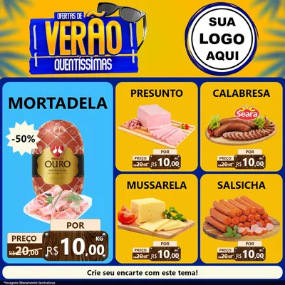 Modelo de Rede Social para Feed Facebook com o tema Ofertas de Verão Quentíssimas para Frios e Laticínios