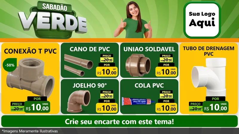 Modelo de TV para TV Horizontal com o tema Sabadão Verde para Tubos e conexões