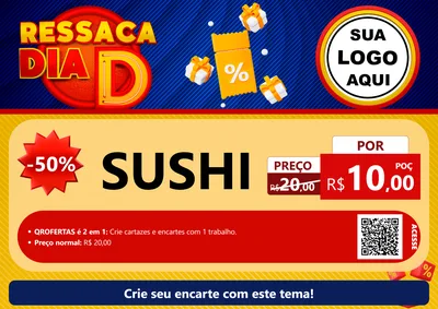 Modelo de Cartaz para Cartaz A4 Horizontal com o tema Ressaca Dia D para Comida japonesa