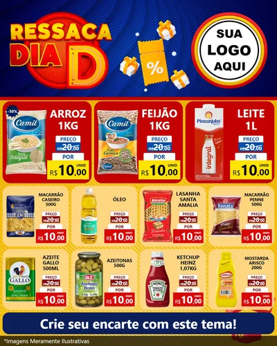 Modelo de Rede Social para Feed Instagram com o tema Ressaca Dia D para Supermercado