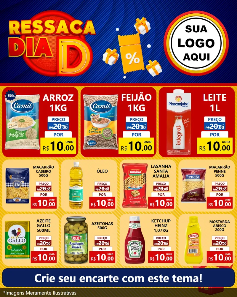 Modelo de Rede Social para Feed Instagram com o tema Ressaca Dia D para Supermercado