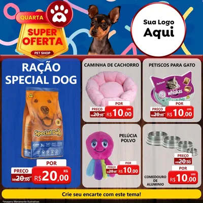 Modelo de Rede Social para Feed Facebook com o tema Quarta Super Oferta Pet Shop para Pet Shop