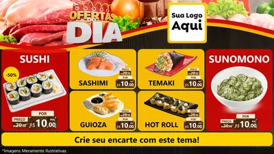 Modelo de TV para TV Horizontal com o tema Ofertas do Dia para Comida japonesa